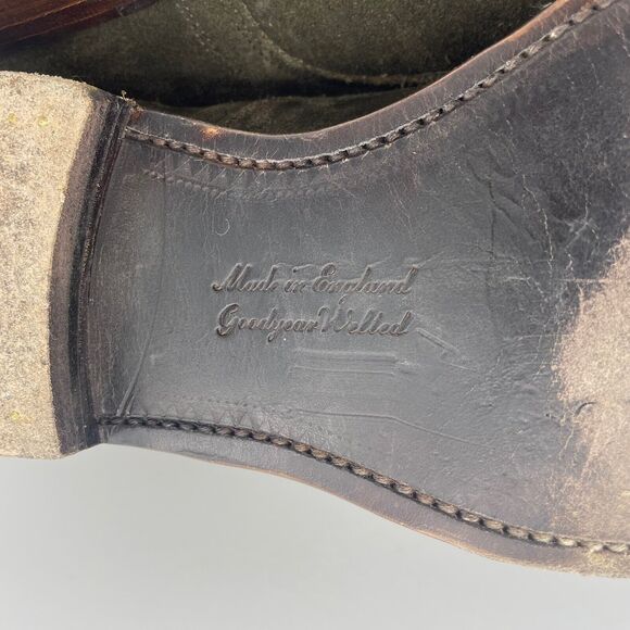 Cheaney & Sons Suede Derby Boot in Olive Green UK 7 US 8 EU 41 $425 - Picture 8 of 11